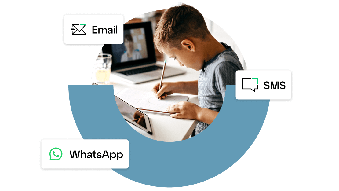 A student working on homework remotely with guidance from a teacher using GoTo Connect.