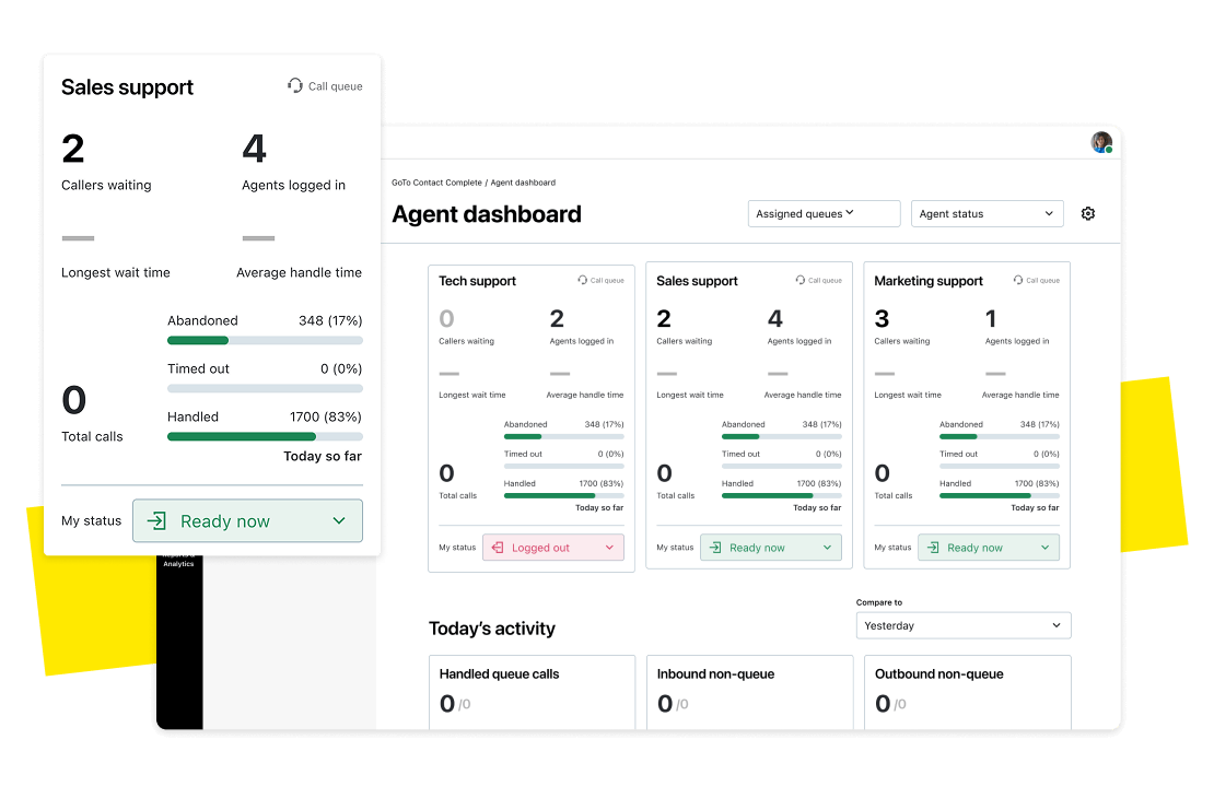 GoTo Connect Center enables businesses to maintain always-on availability and deliver seamless customer service responses.
