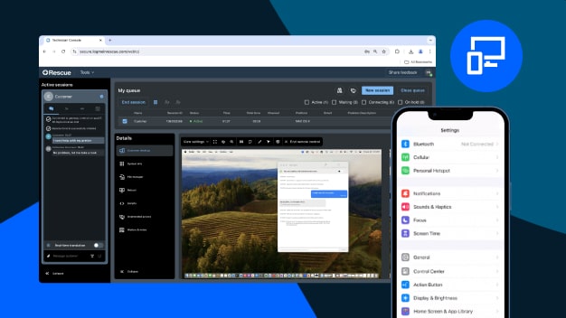 Die Web-Technikerkonsole von LogMeIn Rescue lässt sich direkt im Browser aufrufen, ohne dass ein Download erforderlich ist.